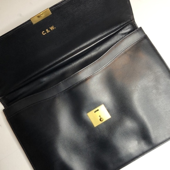 Black Leather Mark Cross folio Briefcase - Picture 6 of 11